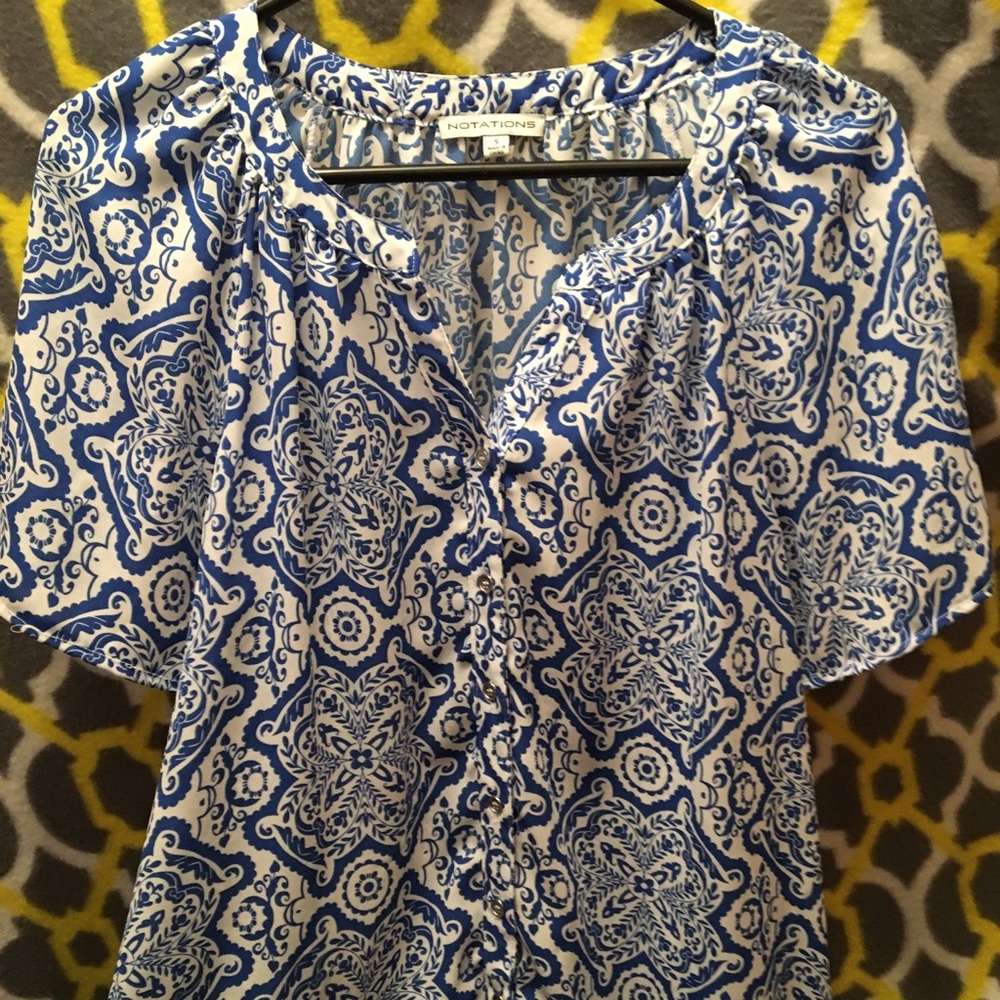 A blue and white blouse